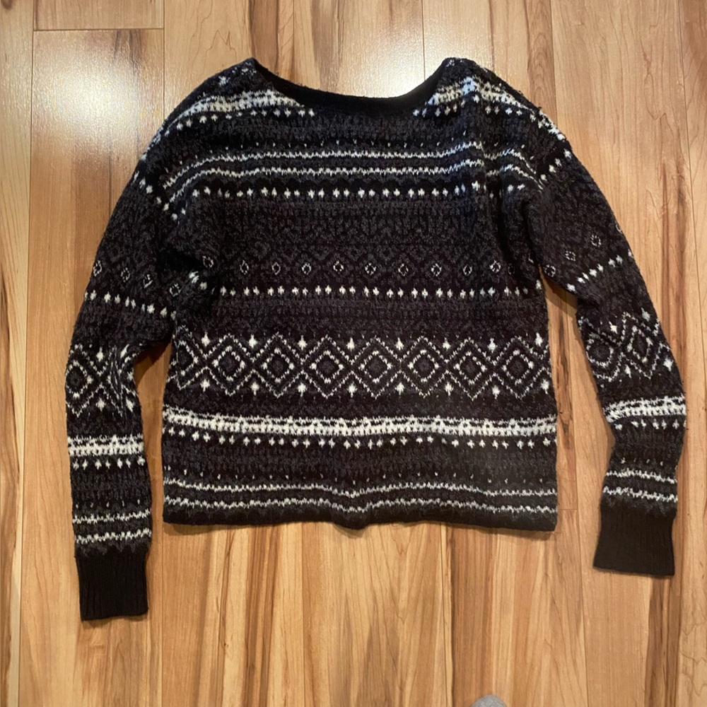 American Eagle Black and White Patterned Women's Sweater—S